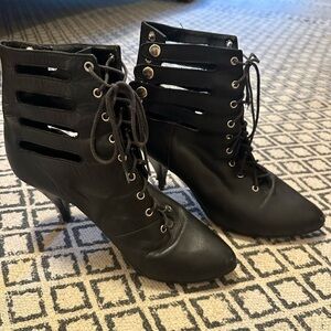 Black Lace-Up Ankle Boots